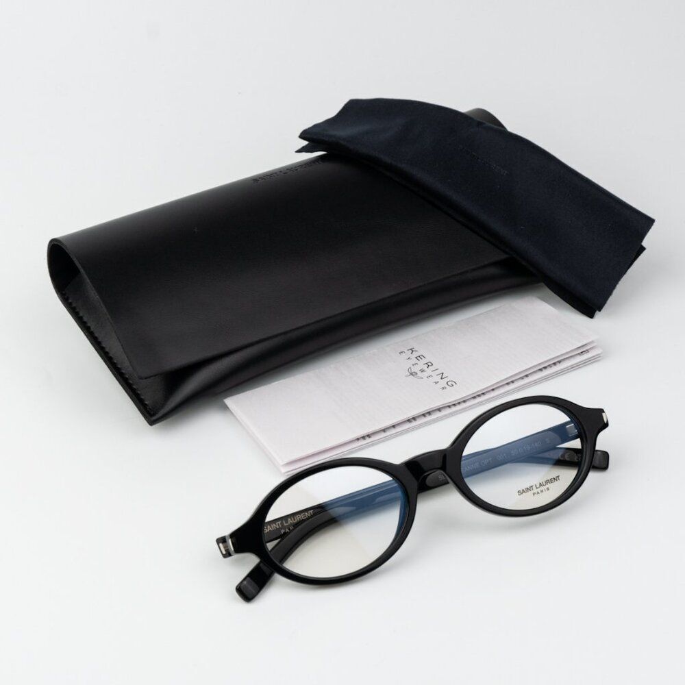 NEW Saint Laurent SL751 JEANNE OPT 001 Black Oval Women Eyeglasses - Picture 12 of 13